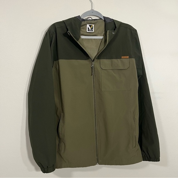 Like New Windbreaker Jacket Voyager Size Medium Olive Green Hooded Full Zip - Picture 2 of 7